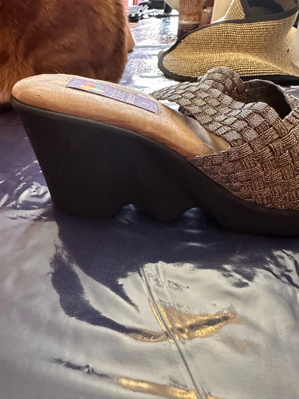 Alexis see Metallic Woven Slingback Mules  silver bronze 3